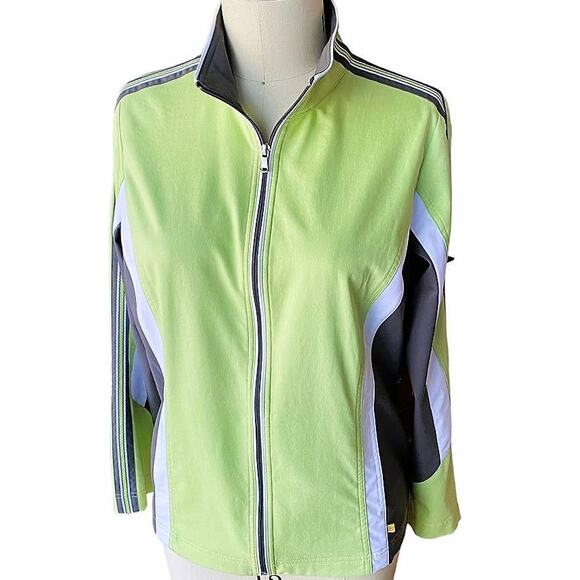 MADE FOR LIFE Lime Green & Gray Lightweight Jacket Coat ~ Women's Size LARGE - Picture 3 of 5